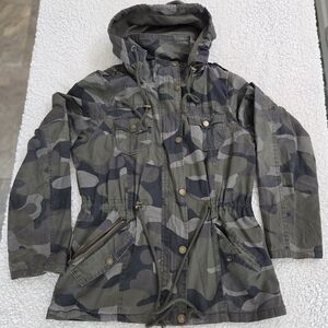 YMI Camouflage Jean Jacket Pockets‎ Stylish Hood Women M